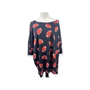 LulaRoe black Irma top with football print size 3X